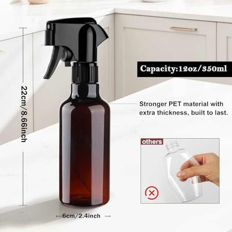 12oz Continuous Spray Bottles | Heavy Duty Mister for Hair, Plants & Cleaning (2-Pack)