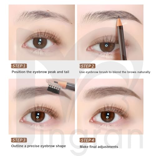 6-Pack 2mm Ultra-Thin Eyebrow Pencil with Brush Waterproof