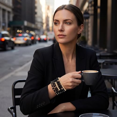 Bohemian Stackable Beaded Bracelets for Women - Black