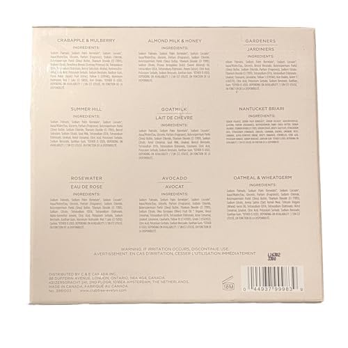 Crabtree & Evelyn Classics Bar Soap 9 Pc Set 3.5 oz ea. (Gardeners, Summer Hill, Nantucket, Avocado, Almond Milk.)