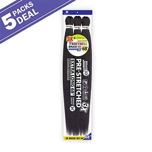 Freetress Braids Natural Texture Braids 3X Pre-Stretched Braid 301 34 inches (5-pack, 2)