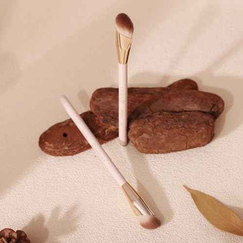 Small Angled Concealer Brush For Under Eye Brightening, Precision Face Makeup Brush (193 concealer brush-Pink)