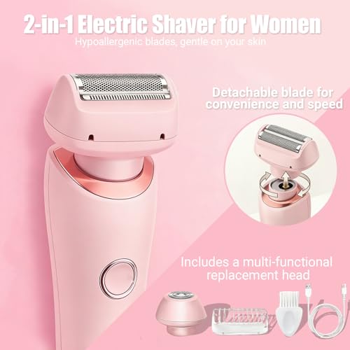 Electric Shaver for Women - Cordless Razor, Painless Trimmer, Waterproof