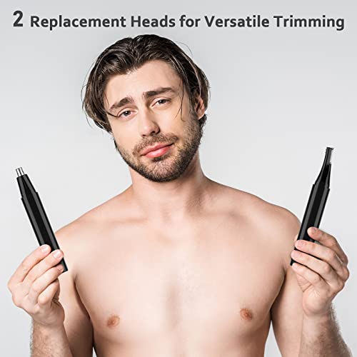 Ear Nose Hair Trimmer for Men, Rechargeable Eyebrow Facial Hair Trimmer, Painless Waterproof Nose Clipper 2023 Professional Dual Blades Face Shaver (Black)