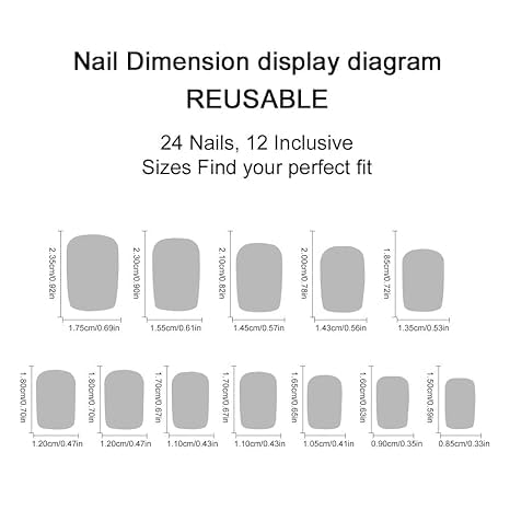 Press-On Nails Short Square Almond 24Pcs – Easy Sticky Tabs & File Included