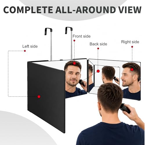3-Way Mirror for Self Hair Cutting – 360° View for Men & Women