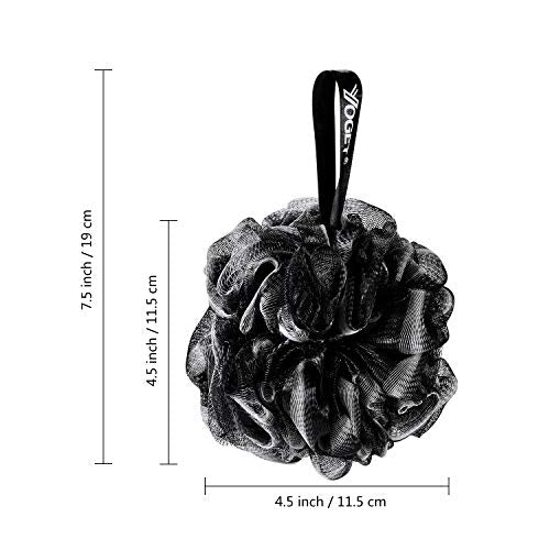 Yoget Black Loofah Sponge, 4 Pack - 60G Mesh Shower Ball