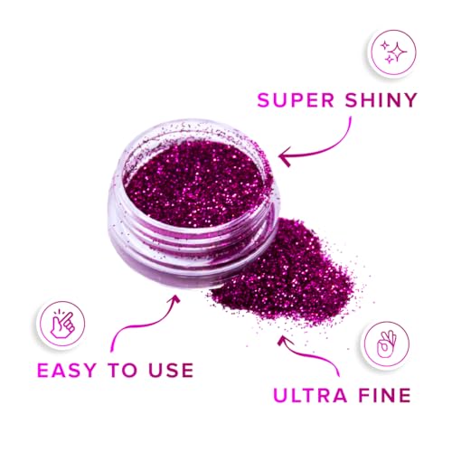 Ultra FINE Glitter for Gel Nail Art Pots Set - NYK1 DUST Powder, Face Paint Makeup, Hair, Nail Polish Craft, Festival Party Colors