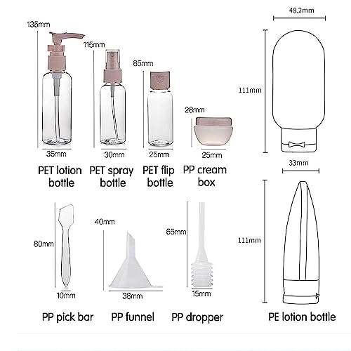 Multicolor 12 Pack Travel Bottles Set TSA Approved Leakproof Refillable Toiletry Containers