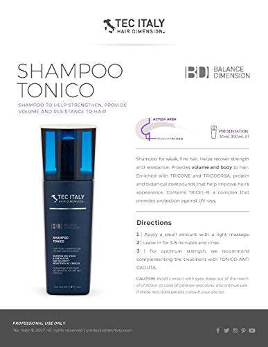 Tec Italy Shampoo Tonico fortifying for volume and resistance 10.1 oz