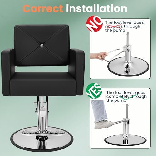 AWEPOPI Simple Black Hydraulic Salon Chair - Heavy-Duty, 360° Swivel, Wide Seat for Hairdressing & Barbershops