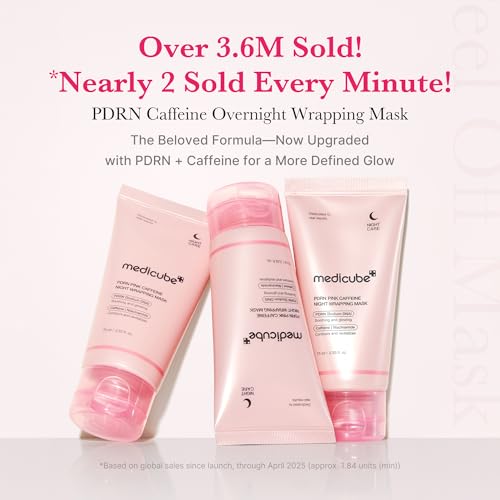 medicube Wrapping Mask PDRN Caffeine Overnight Peel Off Facial Mask | Firming, Depuffing & Hydration | Caffeine, Collagen For Refined, Glass Skin & Face Contour Support | Korean Skin Care, 2.53 fl.oz