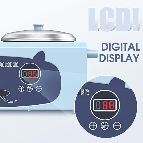 Double Wax Warmer Professional Wax Pot Machine Digital Display for Hair Removal, Blue