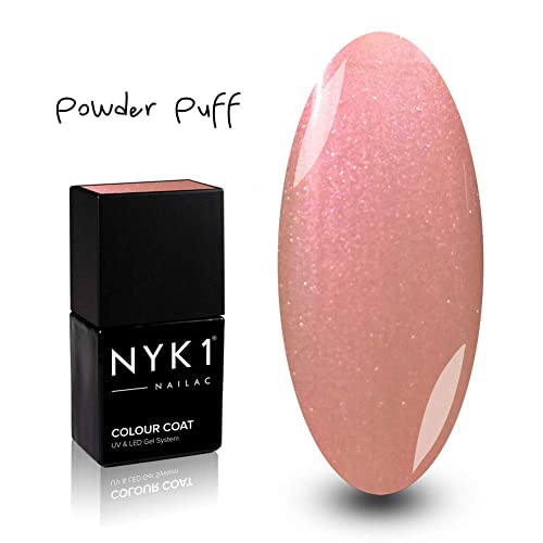 Baby Pink Gel Nail Polish - (Powder Puff) Light Soft Sparkly NYK1 Coral Pinky UV LED Nailac Gel Polish Colour