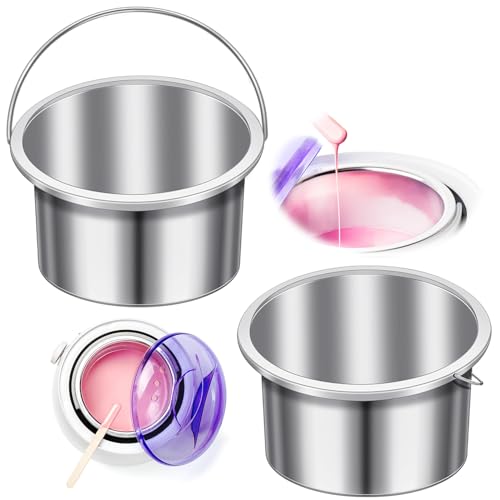BBTO 2 Pcs Wax Pot Wax Melt Warmer Replacement Inner Pot Liner 14oz Metal Tin 4'' Portable Hair Removal Waxing Bowl Container for 500 ml Hair Removal Machine