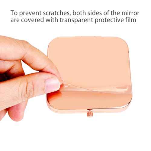 Small Compact Mirror, Rosegold Square 2.8¡±¡¿2.8¡± Metal Frame Smooth Style Double Sided Mini Magnifying 1X/2X Mirror for Purse Can be Used as Gifts for Woman (RG01)