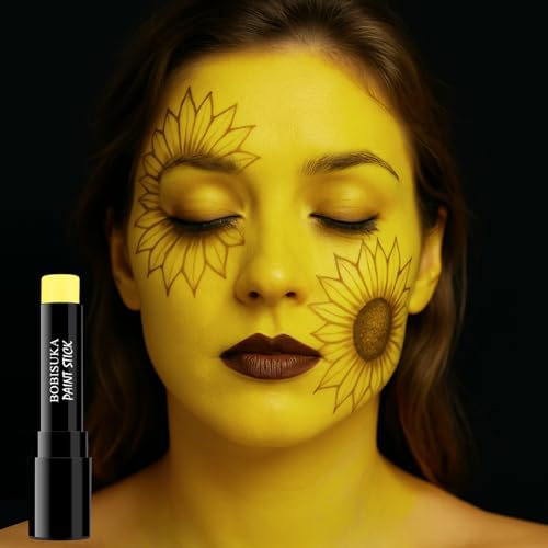 Yellow Face Paint Stick for Kids & Adults - Full Coverage, Waterproof, Halloween & Cosplay