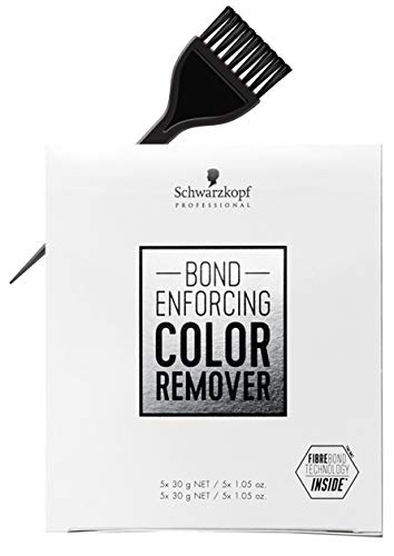 Schwarzköpf Professional Bond Enforcing Color Remover - 5 Count (w/ Sleekshop Stinaface Tint Brush) Haircolor Dye Hair Color Reduction Remove (5 x 1.05 oz)