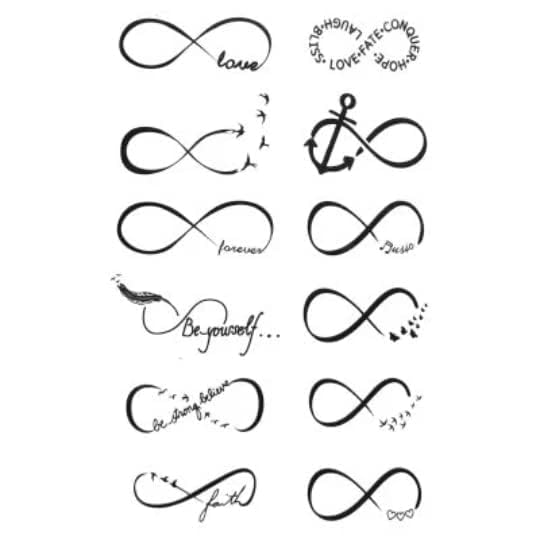 Infinity Symbol Temporary Tattoos – 24 Waterproof Inspirational Transfers