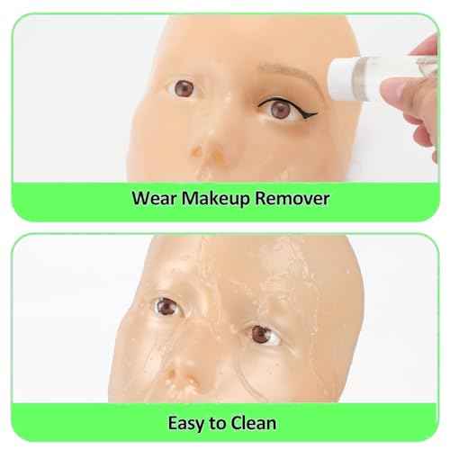 Kids Makeup Practice Face ? 5D Silicone Training Head with Full Kit, Reusable Makeup Practice Kit for Beginners, Children & Enthusiasts, Supports False Lashes & Wigs