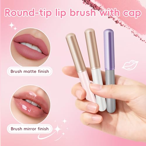 Round Lip Brush Set with Soft Bristles for Precise Lip Application