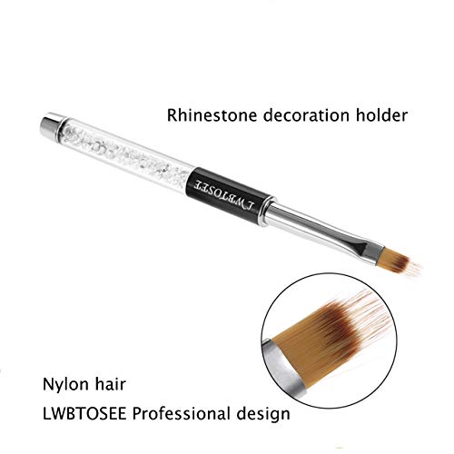 LWBTOSEE 2PCS Nail Ombre Brush Nail Art Painting Pen Brush UV Gel Polish Gradient Color Rhinestone Crystal Acrylic Nail Drawing Pen