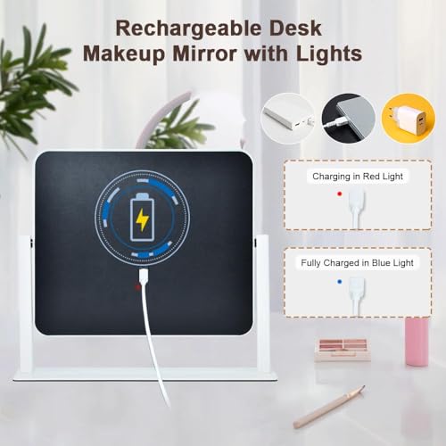 LED Makeup Mirror 10x12 with Smart Touch Control & 3 Color Lights