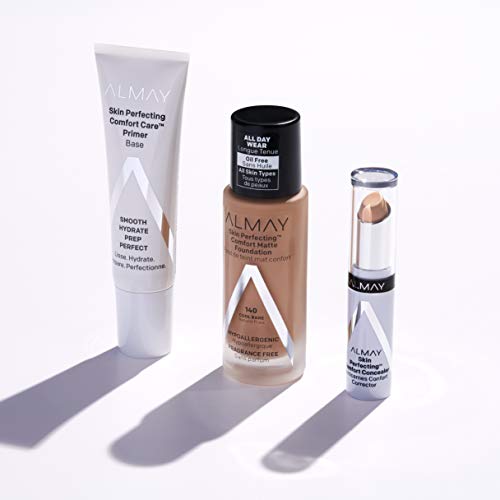 Almay Skin Perfecting Comfort Concealer, Face Makeup, Full Coverage, Natural Looking Finish, Cruelty-Free, Hypoallergenic, Dermatologist Tested, 120 Light, 1 Count