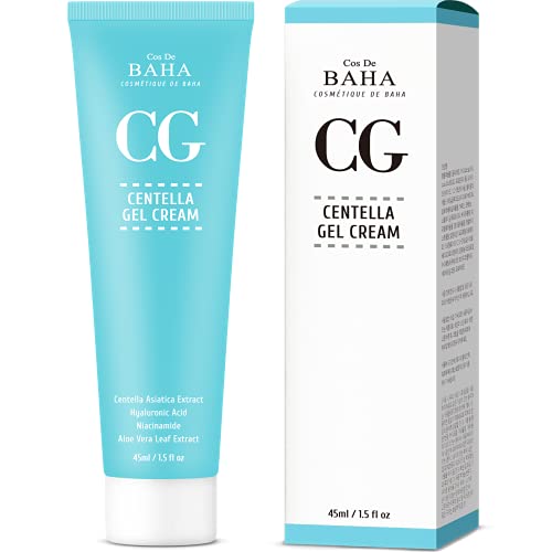 Cos De BAHA Centella Gel Cream 1.5 Fl Oz ? Lightweight Cica Gel Cream with Centella Asiatica Extract & Madecassoside for Daily Comfort (45 ml)