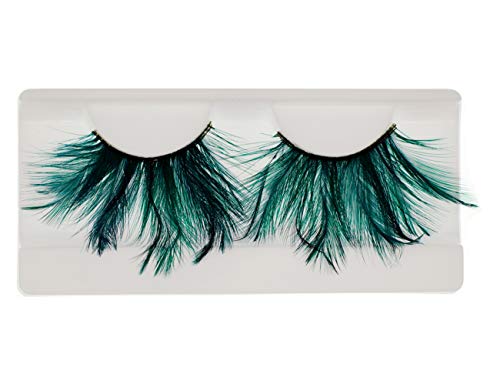 Green Faux-Feather Dramatic Eyelashes for Halloween & Cosplay