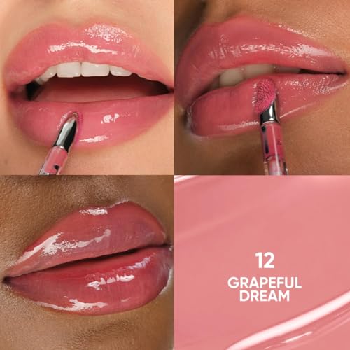 JUDYDOLL Ice Watery Lip Gloss-Gen 2 Shiny Mirror Lip Gloss, Long Lasting Stain, Moisturizing & Nourishing Essence (12 Grapeful Dream)