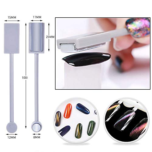 WOKOTO 6Pcs Dual-Ended Nail Magnet Pens for Cat Eye Gel Polish Art