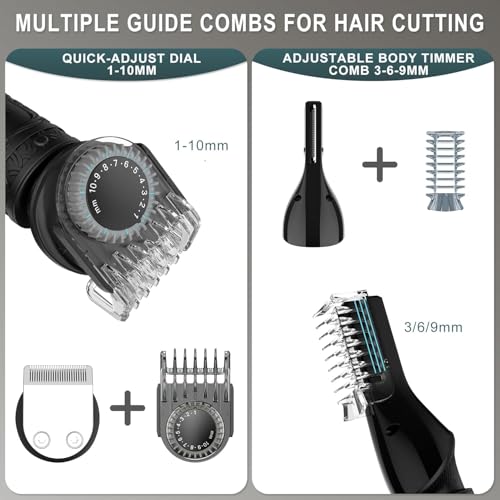 Scttomon 7-in-1 Beard Trimmer Kit for Men - T-Blade, Cordless