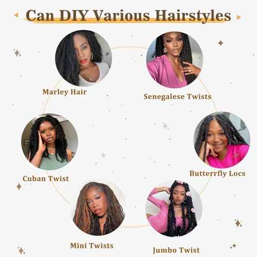 Marley Twist Braiding Hair 24 Inch Marley Hair Long Cuban Twist Hair 8 Packs Afro Kinky Curly Twist Crochet Hair Marley Twist Hair Extension (24 Inch, 1B/4/30)