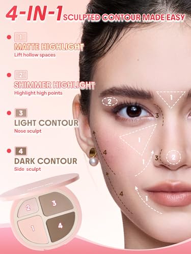SHEGLAM Hypersculpt Cool Highlight & Contour Palette 4 Shades 2-in-1 Face Makeup