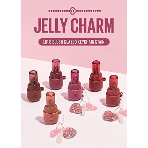 Kaja Lip & Blush Glazed Keychain Stain - Jelly Charm 05 Peach Fizz + Blush - Cheeky Stamp 02 Saucy, 0.17 Oz Bundle