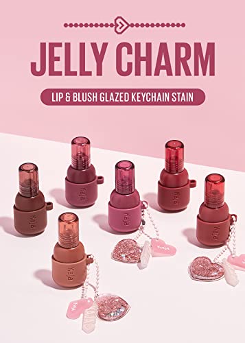 Kaja Lip & Blush Glazed Keychain Stain - Jelly Charm 04 Fig Soda | with Triple Berry Complex, Lemon Fruit Extract & Olive Squalane, Hydrating, Long Lasting Lip Tint