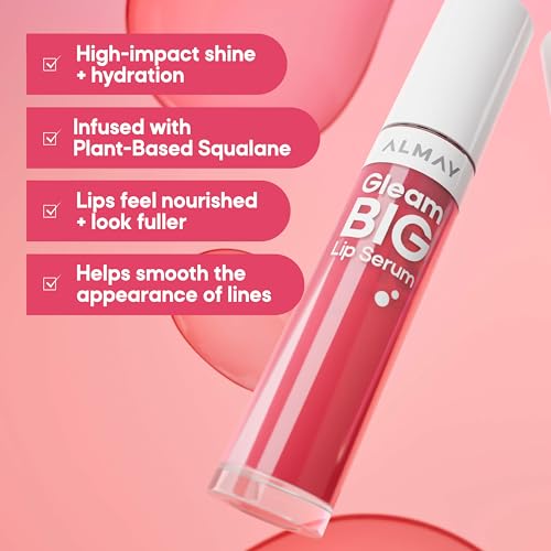 Almay Gleam Big Lip Serum Gloss, Moisturizing Hydration, Positively Pink