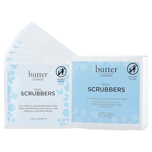 butter LONDON Pre-Soaked Nail Polish Remover Pads - 10 Dual-Sided Scrubbers