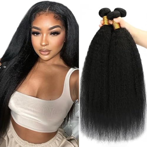 Virgin Hair Bundles 26 28 30 Inch Kinky Straight Human Hair