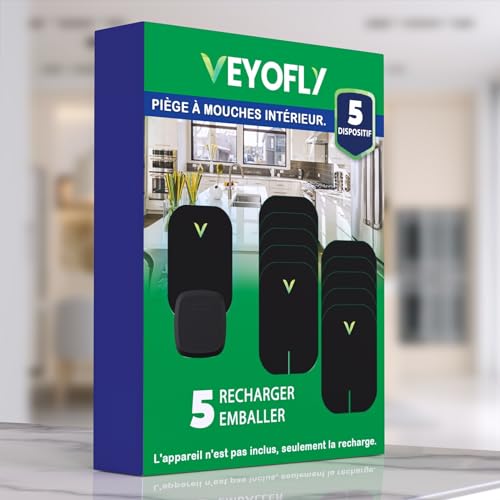 VEYOFLY Fly Trap Indoor Refill, Fruit Fly Traps for Indoors, Gnat Traps for House Indoor,Fly Catcher Indoor, Fly Trap,Plug in Catch for Fruit Flies,Moths,Gnats,Mosquito Trap (Pack of 5 Refills-Black)