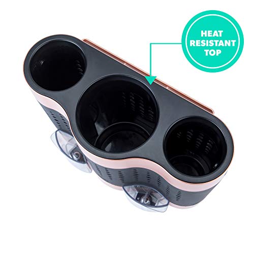 Minky Styling Dock - Silicone Mat Hair Tool Storage, Hair Dryer Holder Organiser - Rose Gold and Black