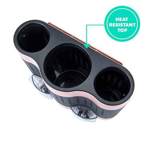 Minky Styling Dock - Silicone Mat Hair Tool Storage, Hair Dryer Holder Organiser - Rose Gold and Black