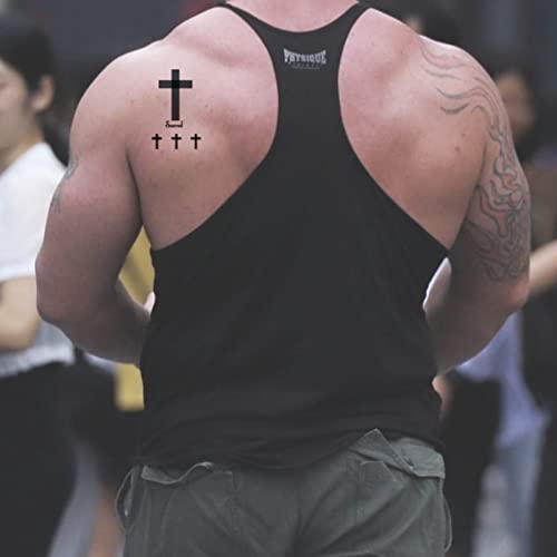 Black Cross Waterproof Temporary Tattoo Men and Women Scars Painted Small Cross Tattoos Sticker 5 Sheets 10x17CM