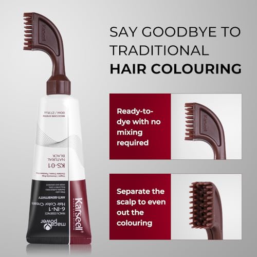 Karseell Ammonia-Free Black Hair Dye with Comb Applicator - 80ml