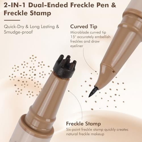 2PCS Dual-Ended Freckle Pen & Stamp - Waterproof, Natural Finish