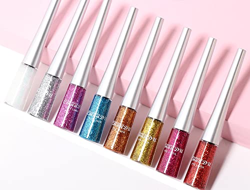 16 Colors Glitter Eyeliner Liquid Set, Metallic Waterproof