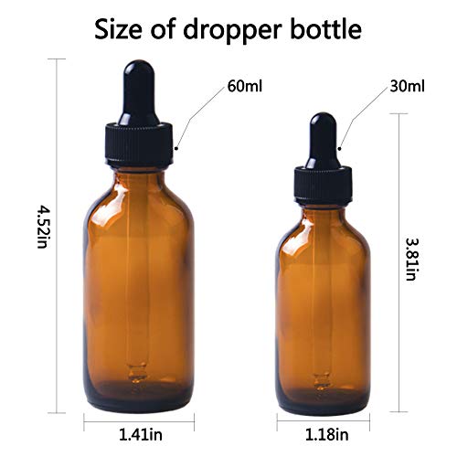 48 Pack 2oz Amber Glass Dropper Bottles, Glass Eye Dropper Bottles for Essential Oils, Perfumes