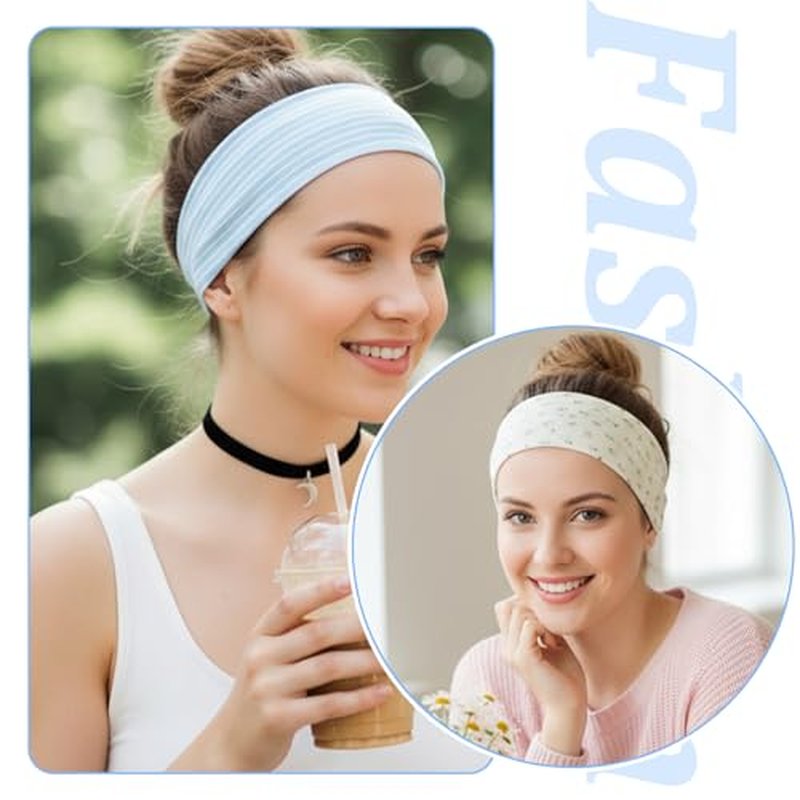 8-Pack Floral Headbands for Women - Soft Non-Slip Hairbands