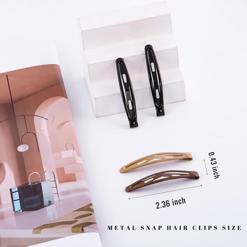 16 PCS Non-Slip Snap Hair Clips for Women - Black, Brown, Beige